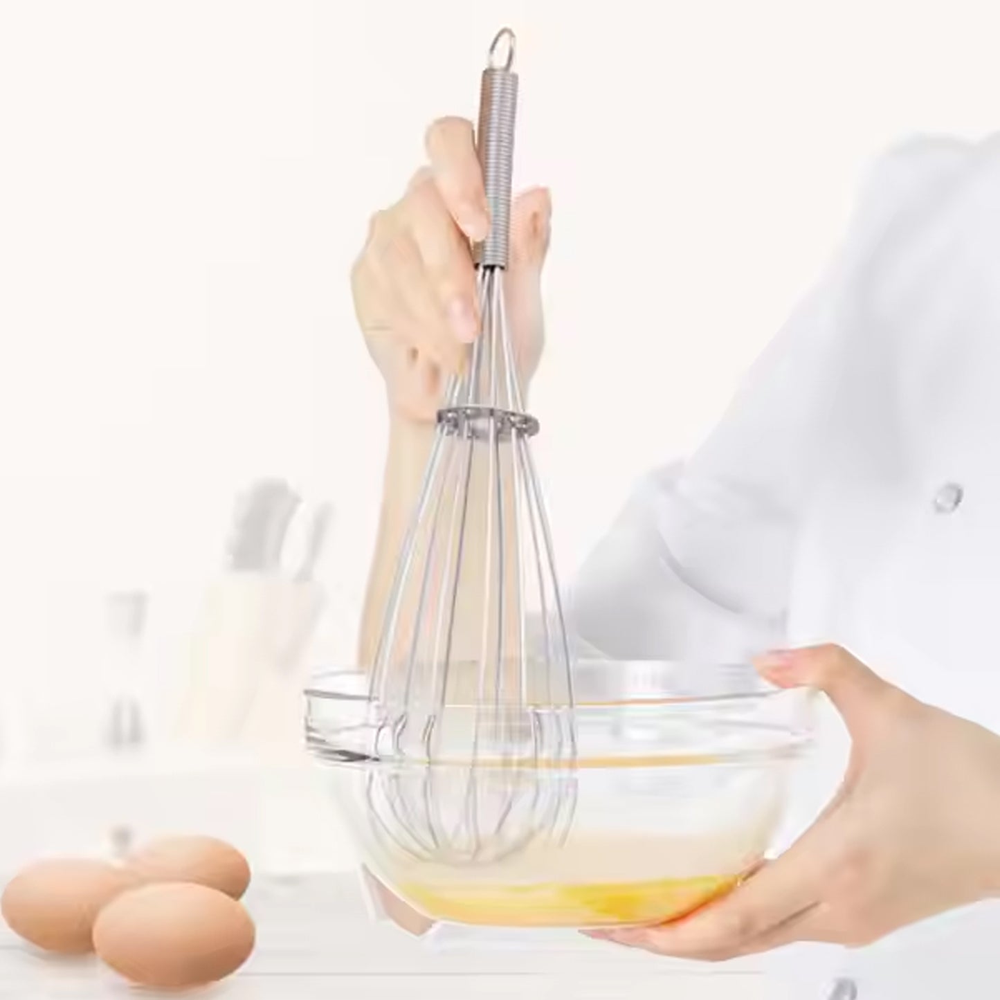 Stainless Steel Manual Milk Frother Egg Whisk Free Egg Separator (1 Pc) - Happy Price - Image 6