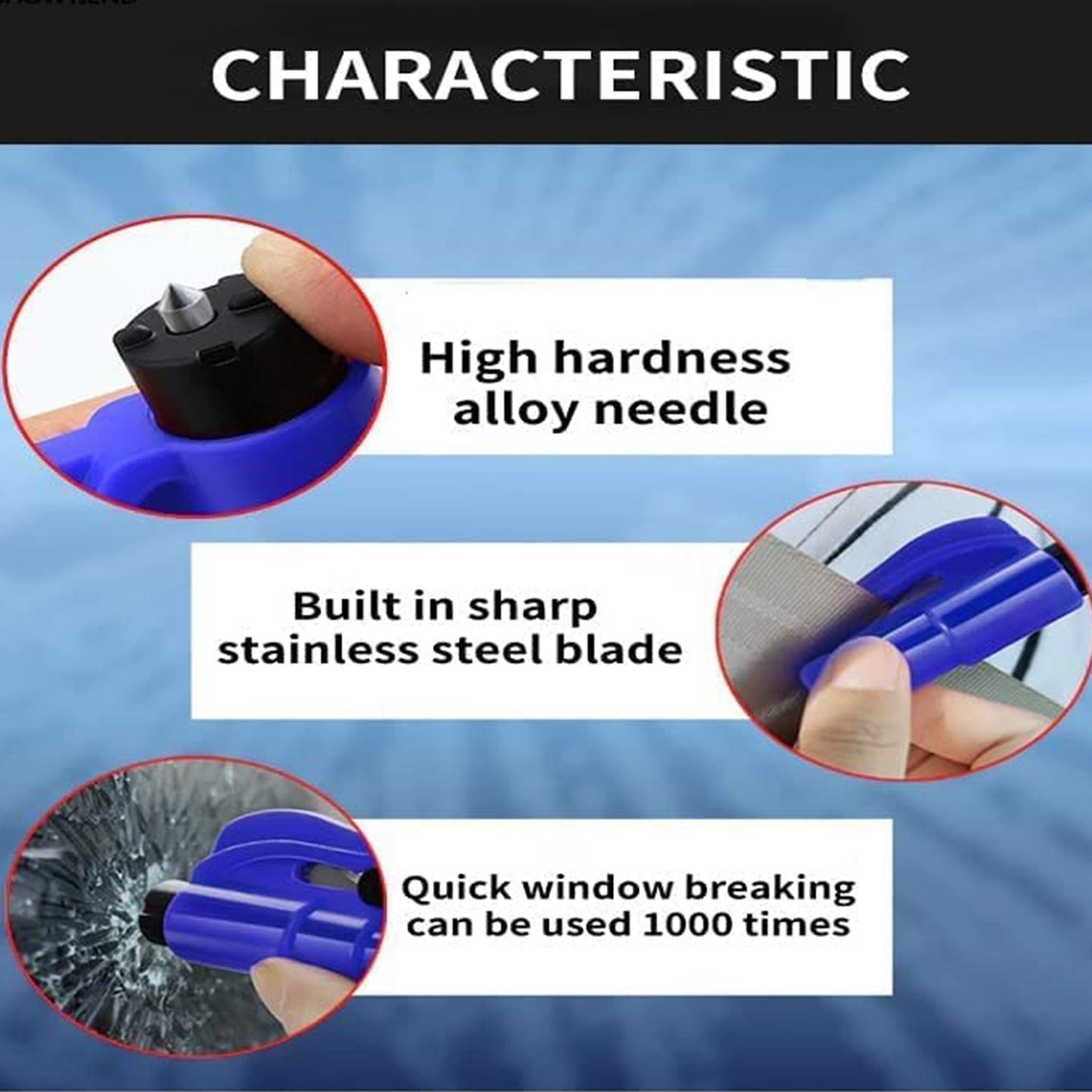 2 In 1 Emergency Safety Cutter With Key Chain Small Portable Handy Emergency Safely Glass Breaking Seat Belt Cutting Keychain Tool - Happy Price - Image 5