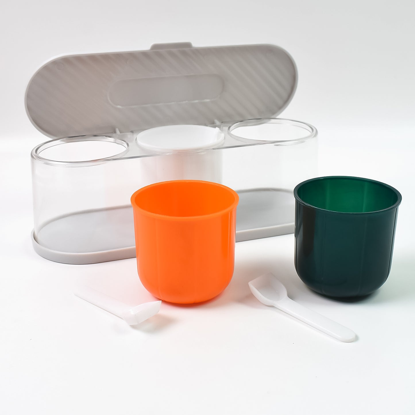 Home Kitchen 3 Grid Seasoning Spice Masala Box Kit With Spoon (Multicolor 1 Set) - Happy Price - Image 4
