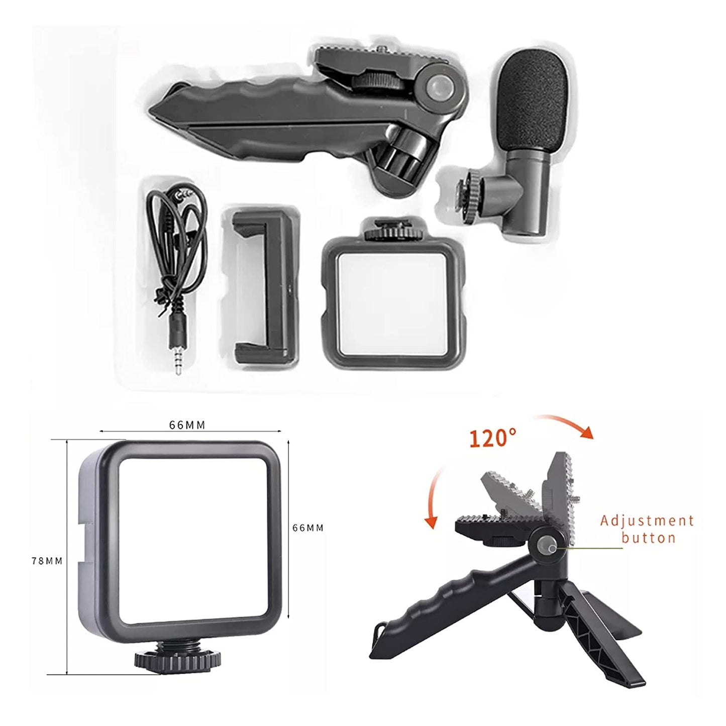 Vlogging Kit For Video Making With Mic Mini Tripod Stand Led Light Phone Holder Clip For Making Videos - Happy Price - Image 6