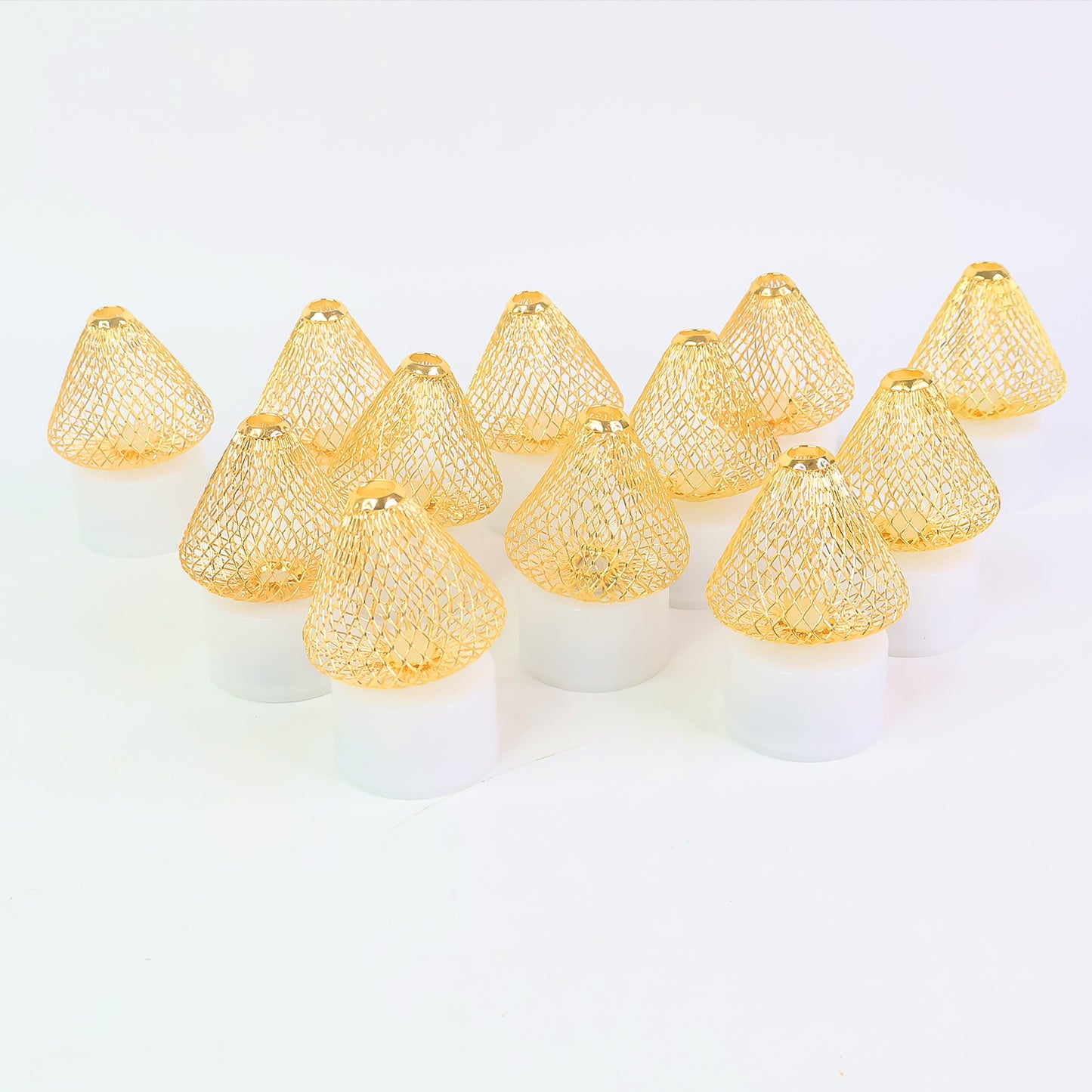 Set of 12 Golden Net Cover LED Flameless Candles - Happy Price - Image 2