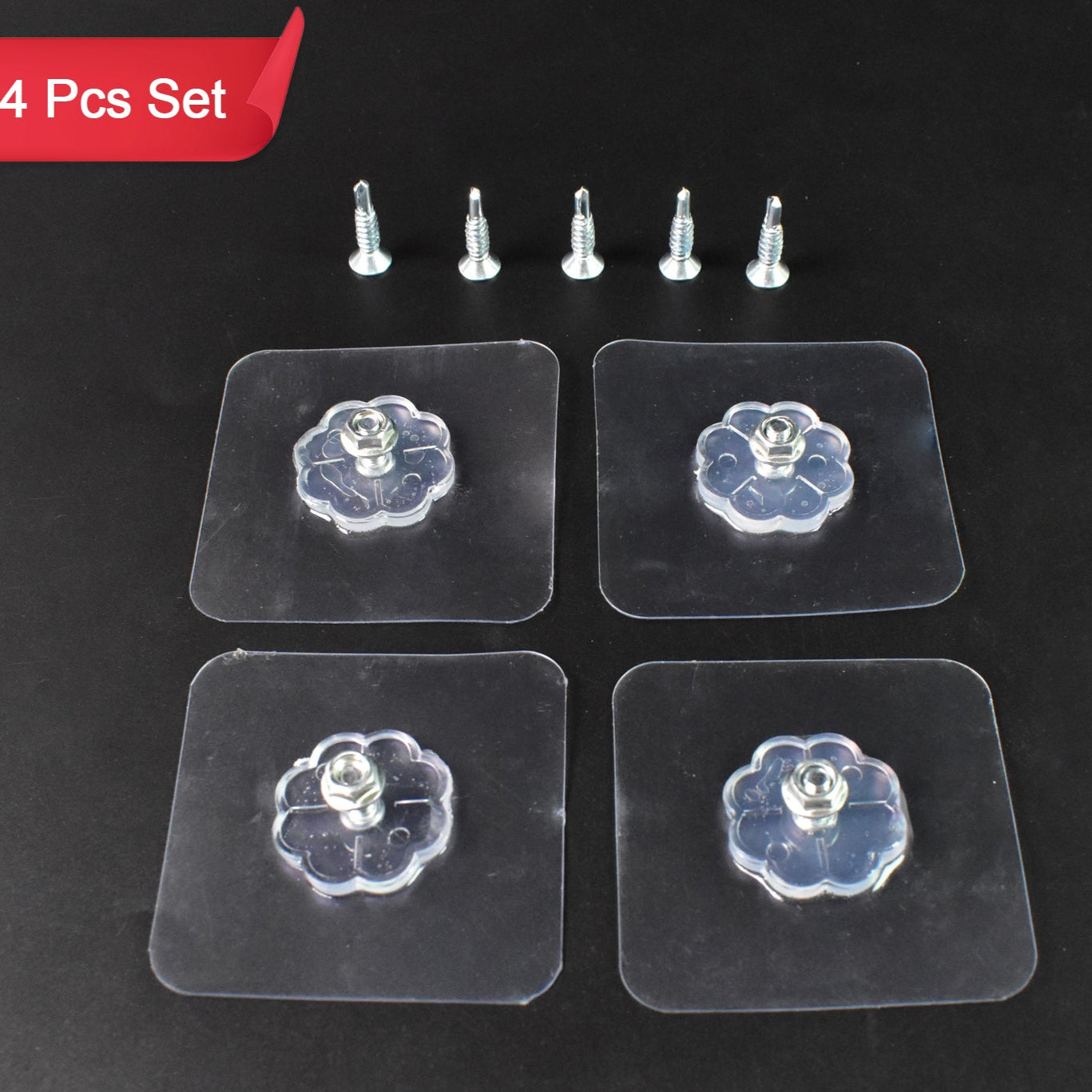 Self Adhesive Hooks Sticker Screw Nut And Bolt Type (4 Pcs Set) - Happy Price - Image 1
