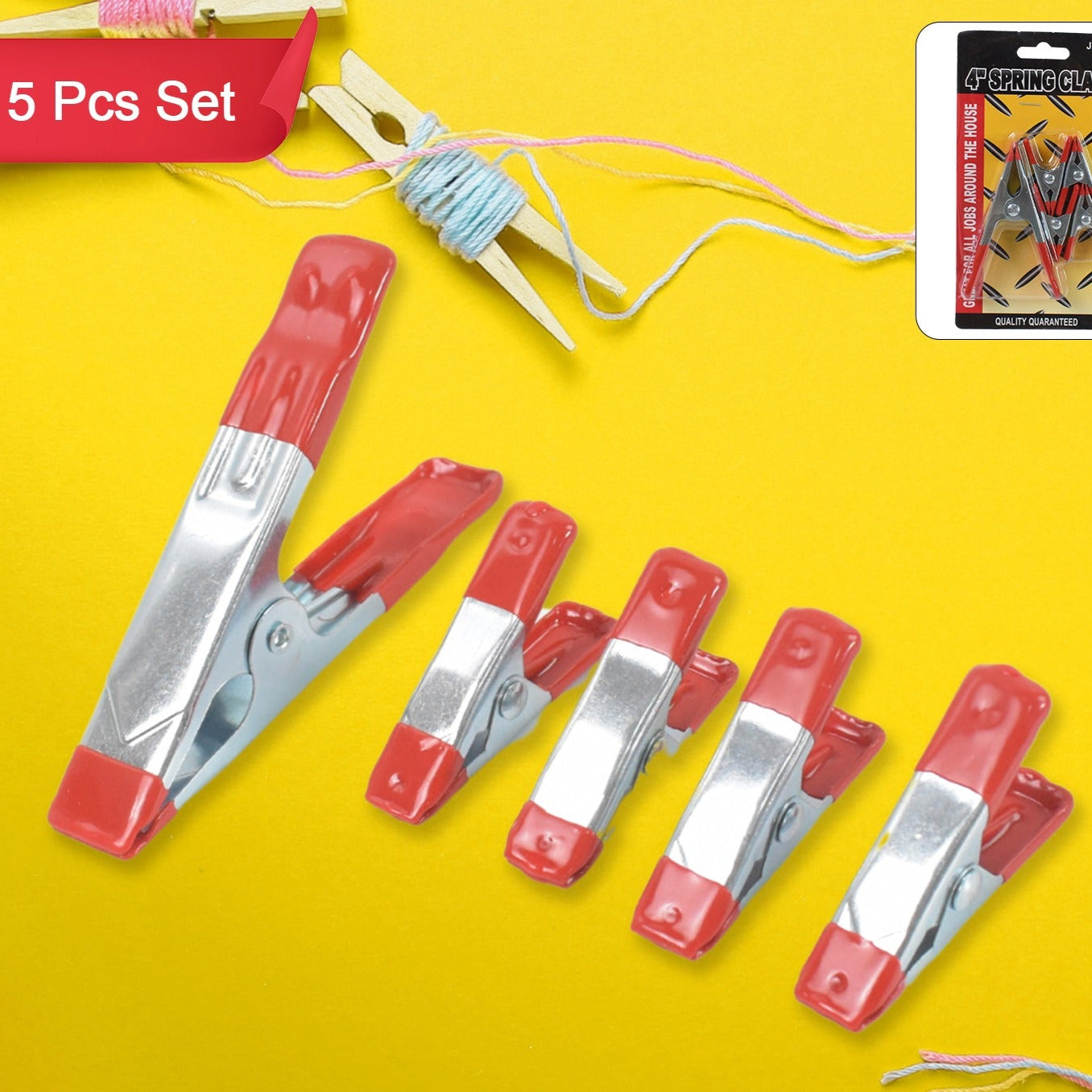 Metal Spring Clamps Heavy Duty Spring Metal Clips Clamp (5 Pcs Set) - Happy Price - Image 1