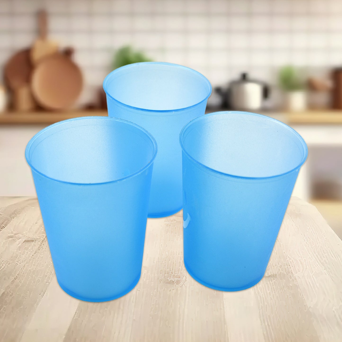 Plastic Tumblers Lightweight Cups Glass Reusable Drinking Cups Restaurant Cups Dishwasher Safe Beverage Tumblers Glasses For Kitchen Water Transparent Glasses 3 Pc Set - Happy Price - Image 2