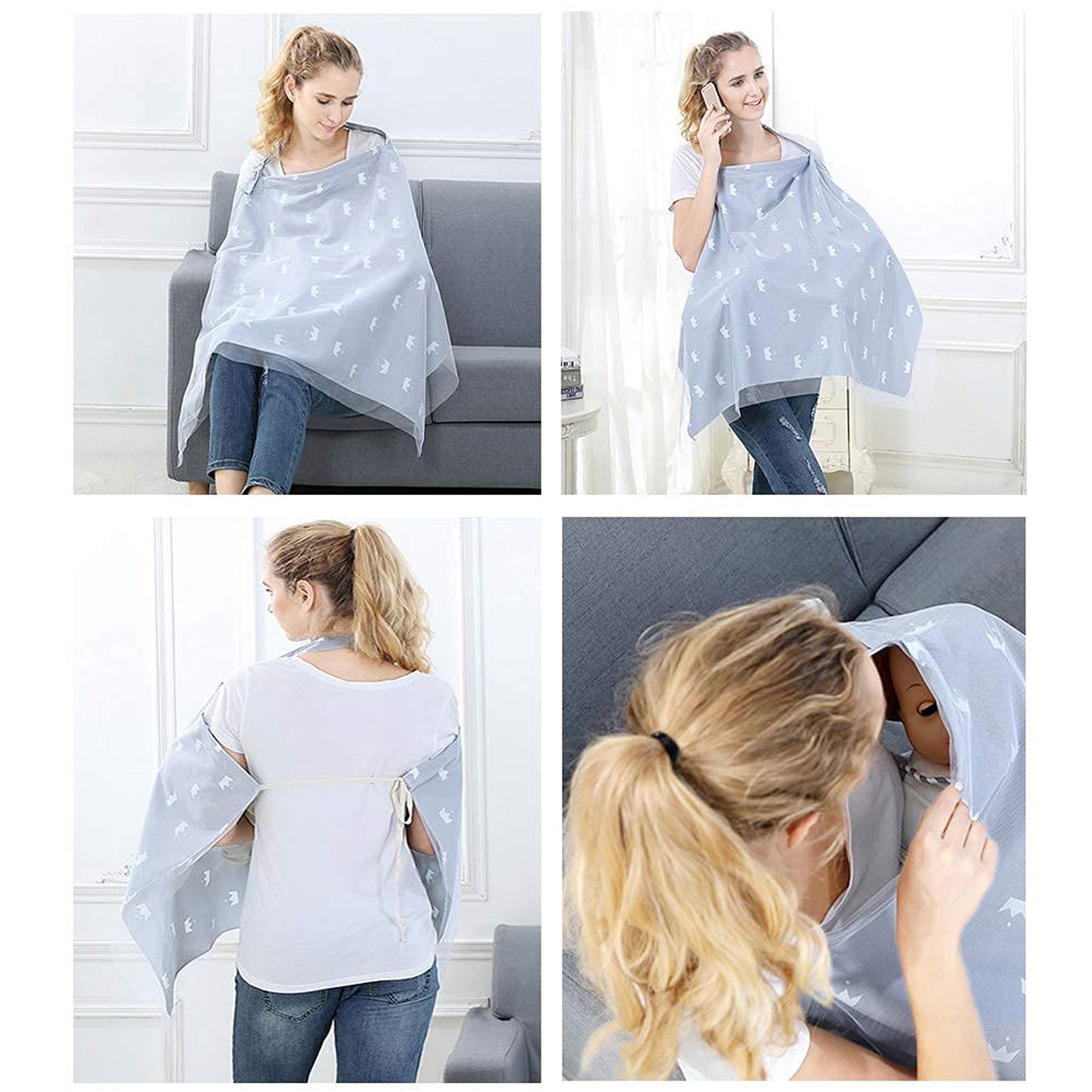Soft Cotton Baby Nursing Cover (1 Pc) - Adjustable Privacy Shawl for Feeding, Stroller Shade, Blanket - Happy Price - Image 6