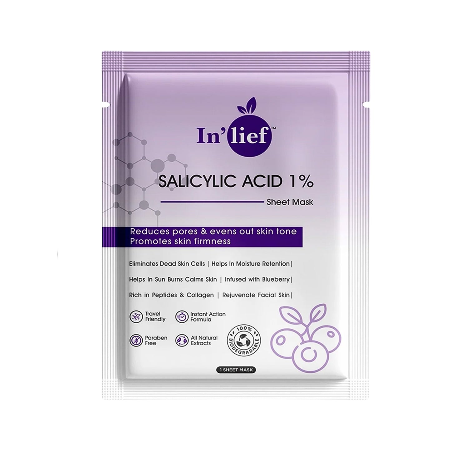 Salicylic Acid 1% Clarifying Facial Sheet Mask for Acne and Pores - 1 Pc - Happy Price - Image 2