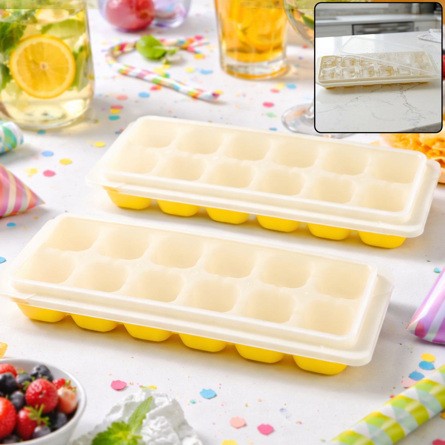 24 Cavity Ice Tray Set with Lid - 2 Piece Pack - Great Price - Image 2
