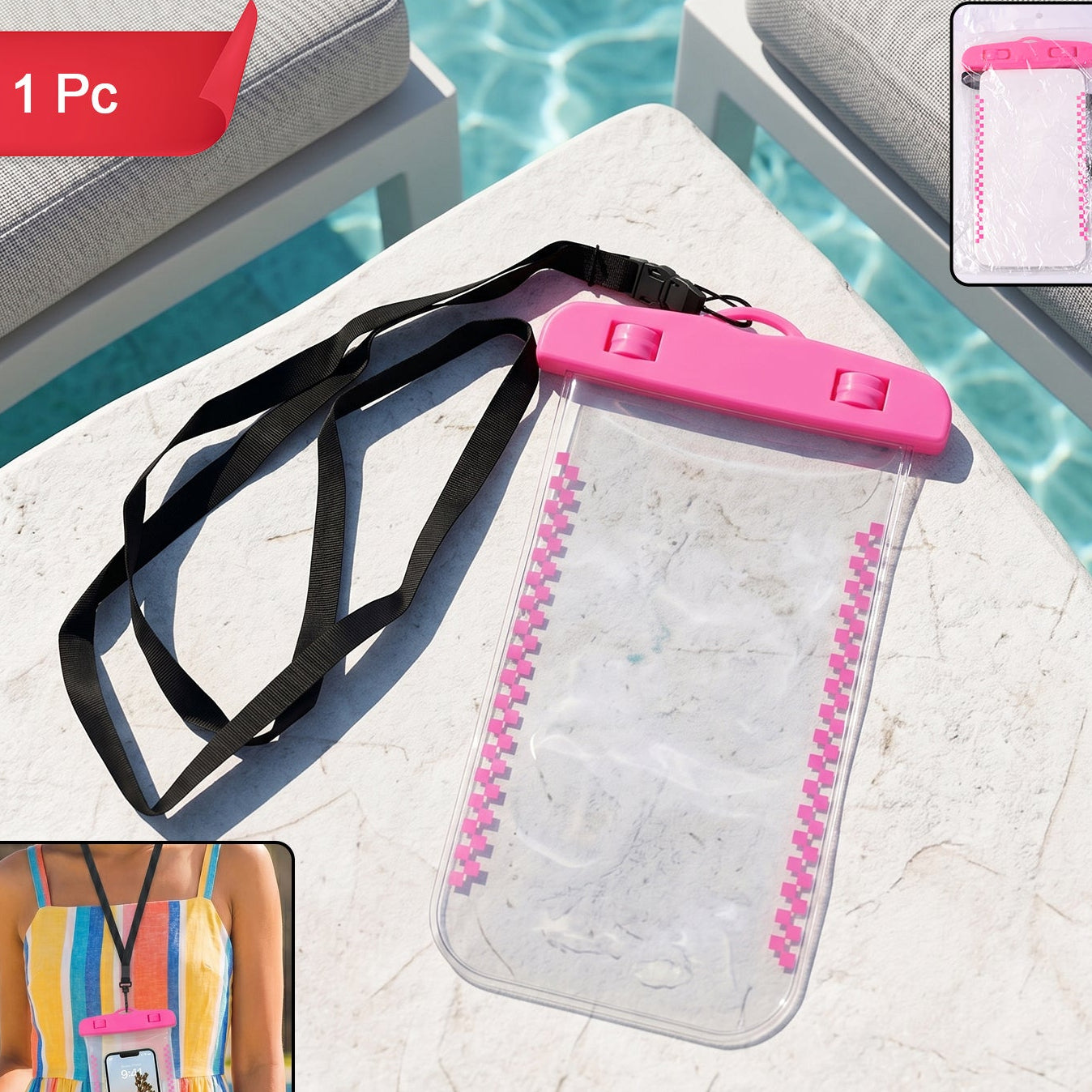 Waterproof Mobile Pouch with Lanyard - 1 Pc Universal Sealed Phone Case - Happy Price - Image 1