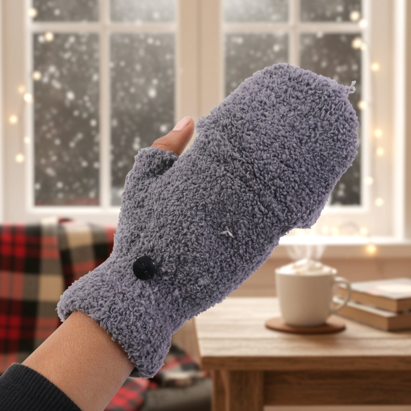 Warm Fingerless Gloves for Men & Women - 1 Pair, Convertible Mittens - Happy Price - Image 6