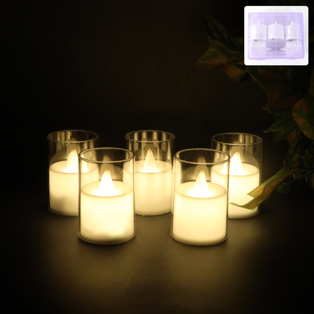 Set of 6 Flameless LED Votive Candles with Glass Holders - Happy Price - Image 6