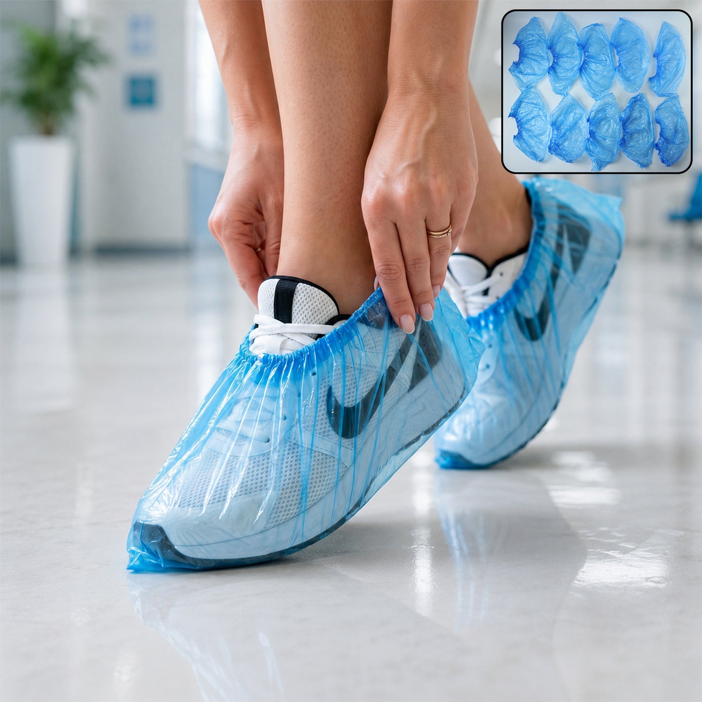 5 Pair Disposable Plastic Shoe Covers with Elastic Fit - Happy Price - Image 2