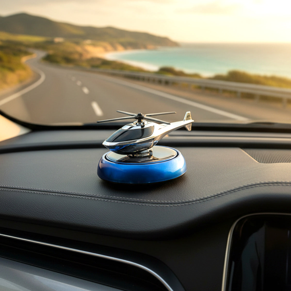 Solar Powered Rotating Helicopter Car Dashboard Air Freshener & Decor - Happy Price - Image 3