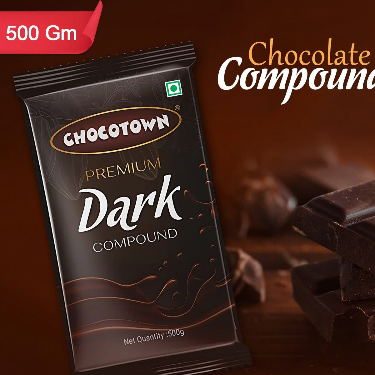 Dark Compound 500gm Chocotown Dark Choco Slab - Happy Price - Image 1