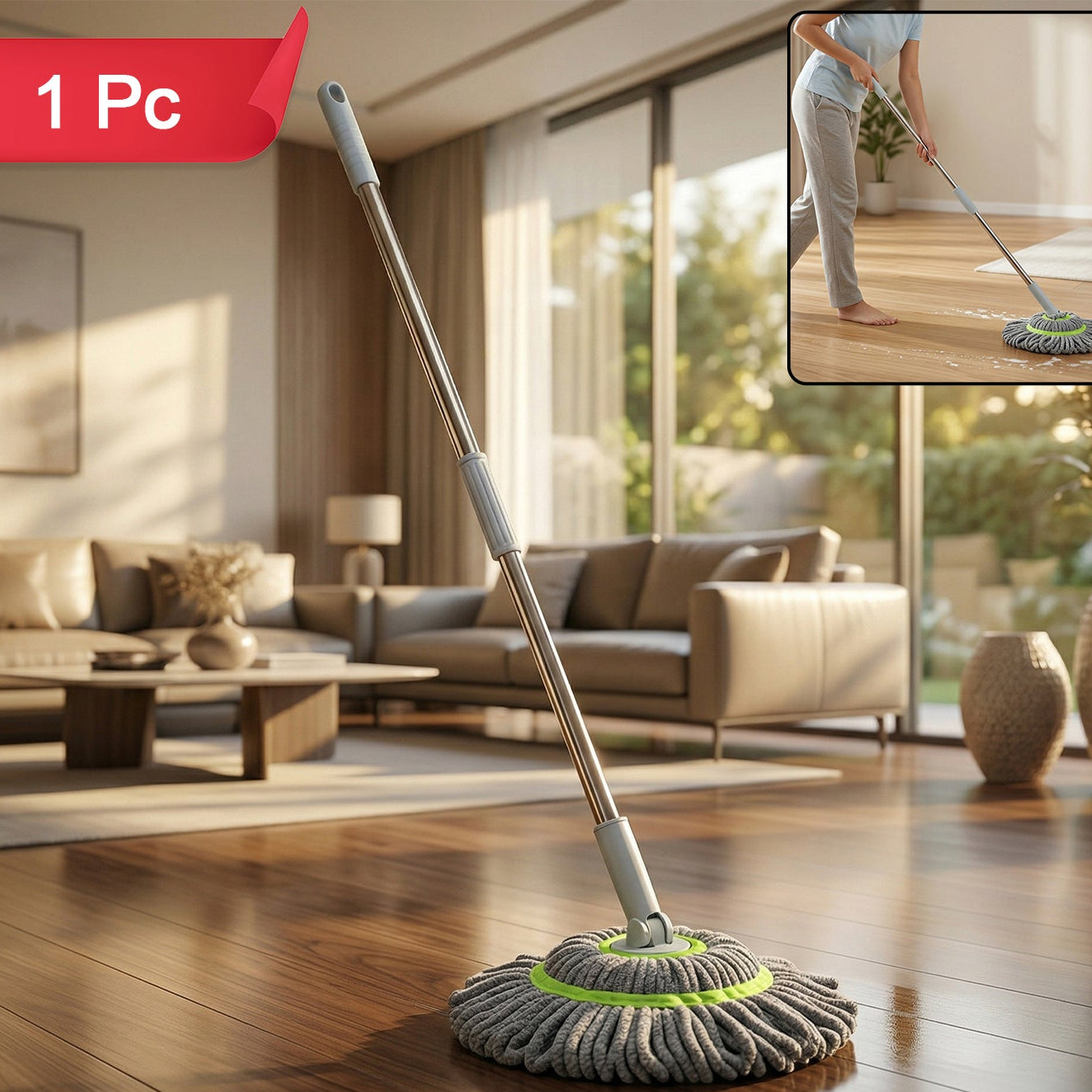 360 Spin Mop with Microfiber Head - 1 Pc - Great Price - Image 1