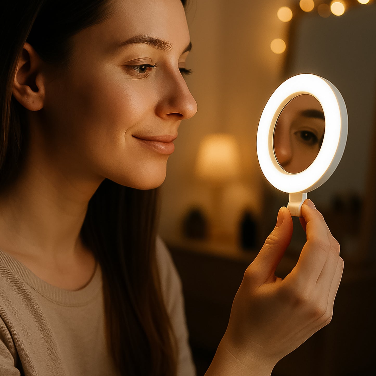 Rechargeable Led Selfie Ring Light For Mobile And Makeup Use (1 Pc) - Happy Price - Image 5