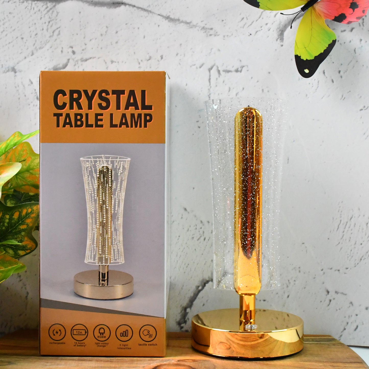 Sparkling Crystal LED Table Lamp with Golden Base - Decorative Bedside Light - Happy Price - Image 4