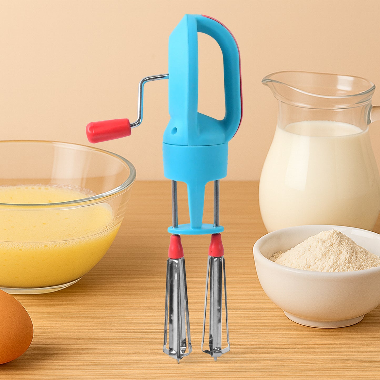 Manual Hand Beater with Dual Stainless Steel Whisks - 1 Pc - Happy Price - Image 4