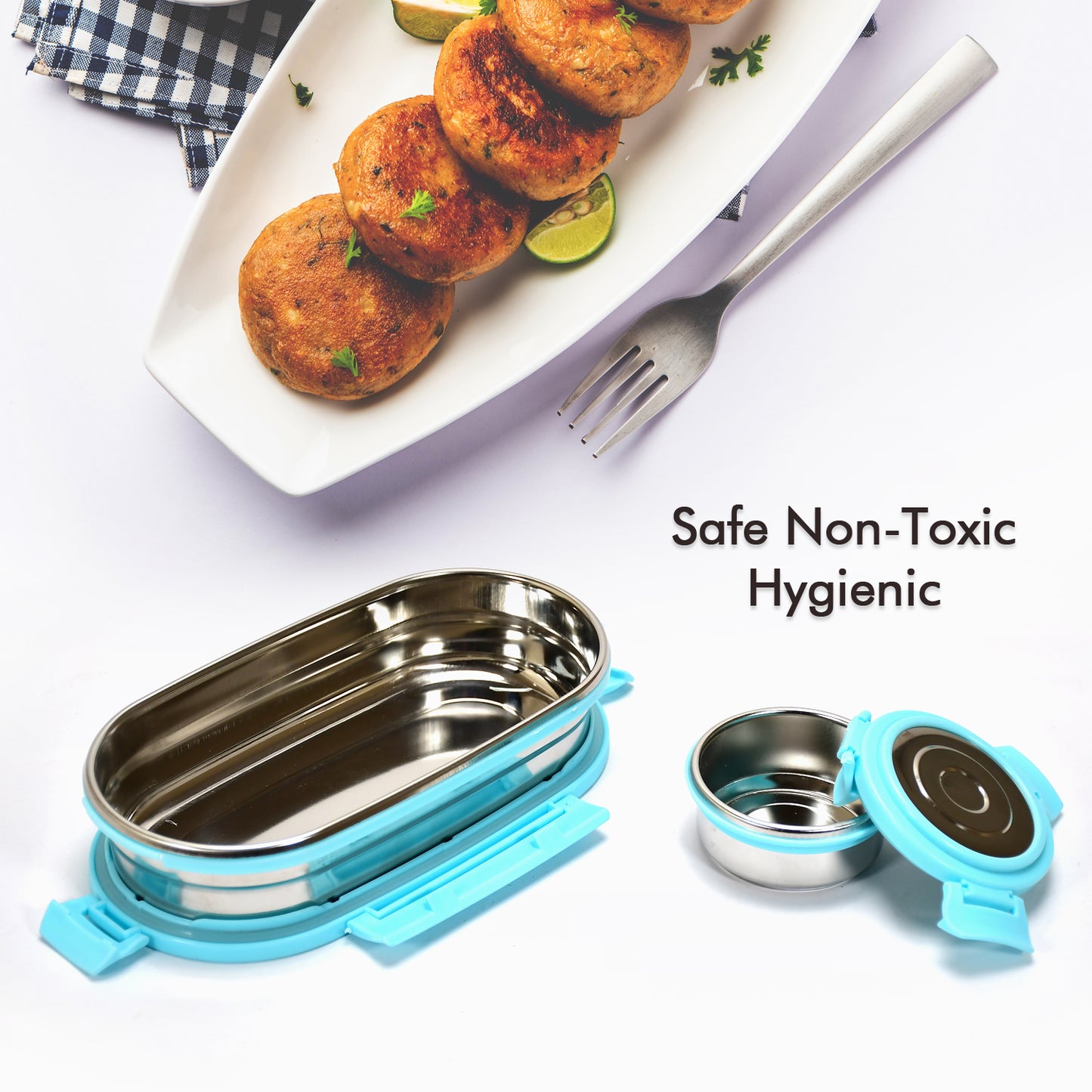 Ganesh Stainless Steel Lunch Box Small Container ( Set Of 2 Pcs ) - Happy Price - Image 5