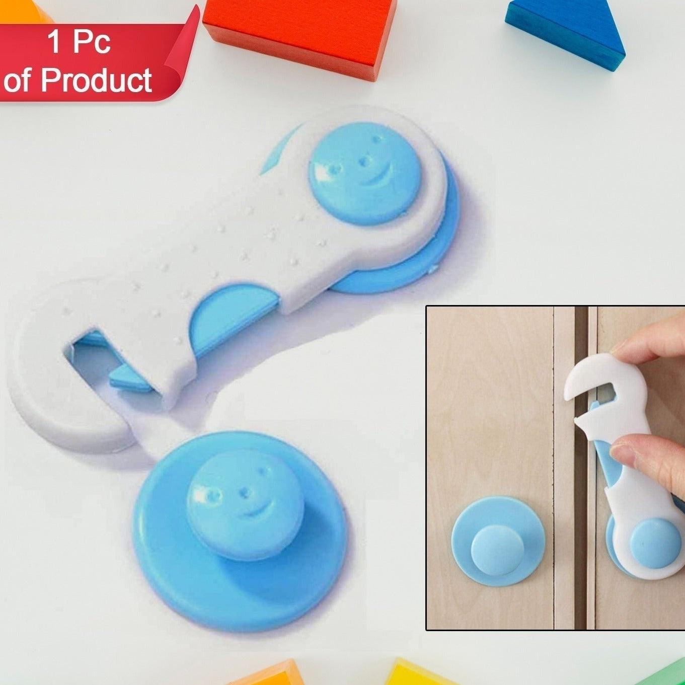 Baby Proofing Safety Lock for Cabinets, Drawers, Fridge & Toilet Seat - 1 Pc - Happy Price - Image 1