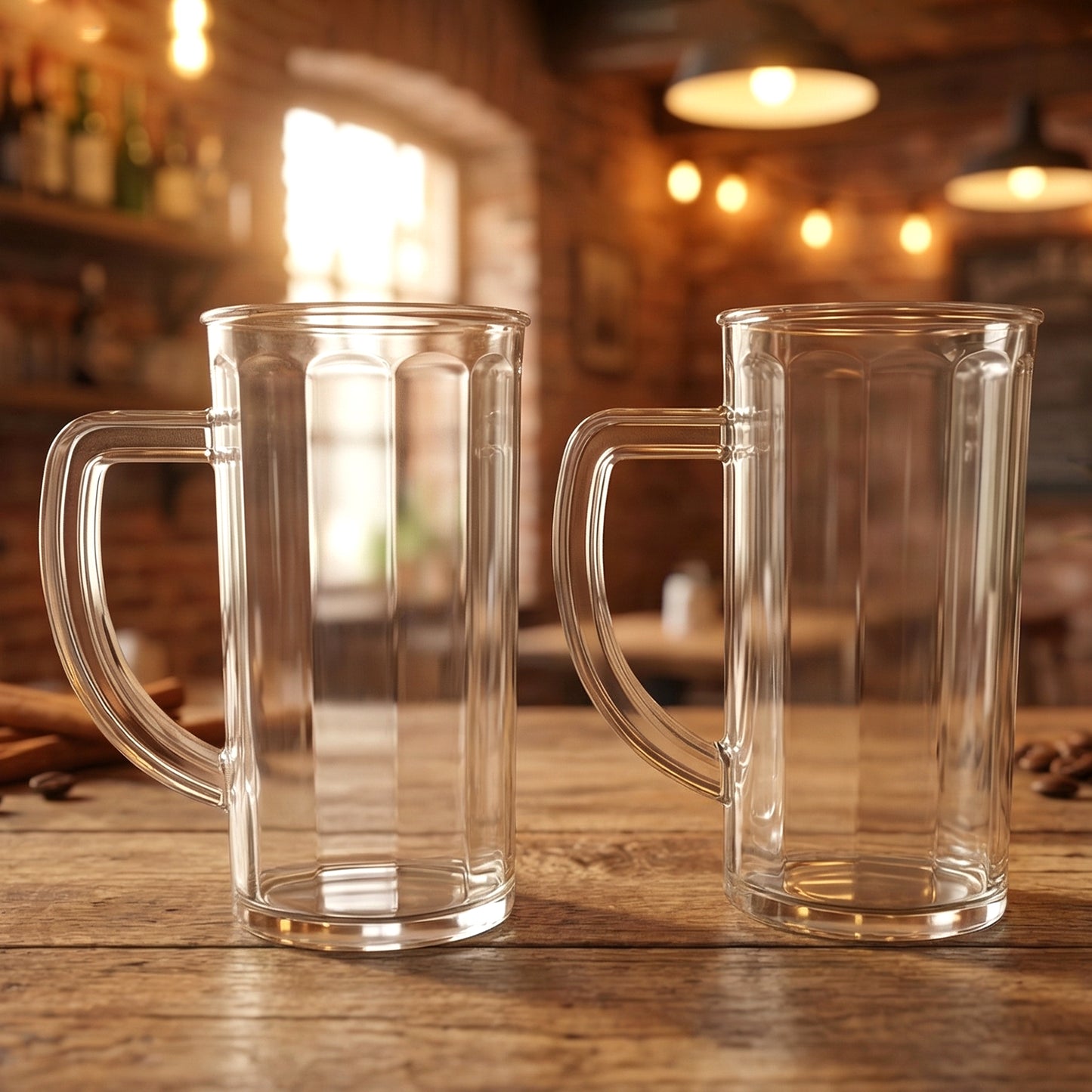2 Pc Set 400 ML Plastic Shake Mugs with Handle - Transparent Drinkware - Great Price - Image 3