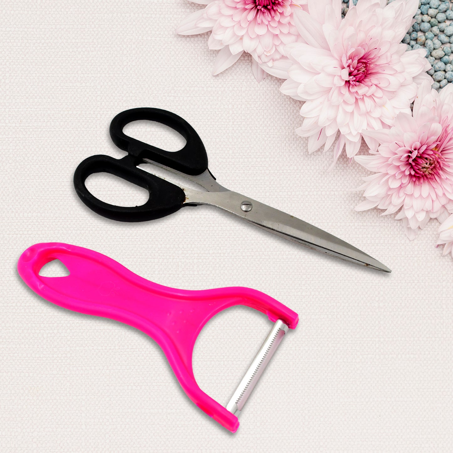 Stainless Steel Kitchen Scissors Multipurpose Peeler (2 Pc Set Mix Design Scissor Peeler) - Happy Price - Image 5