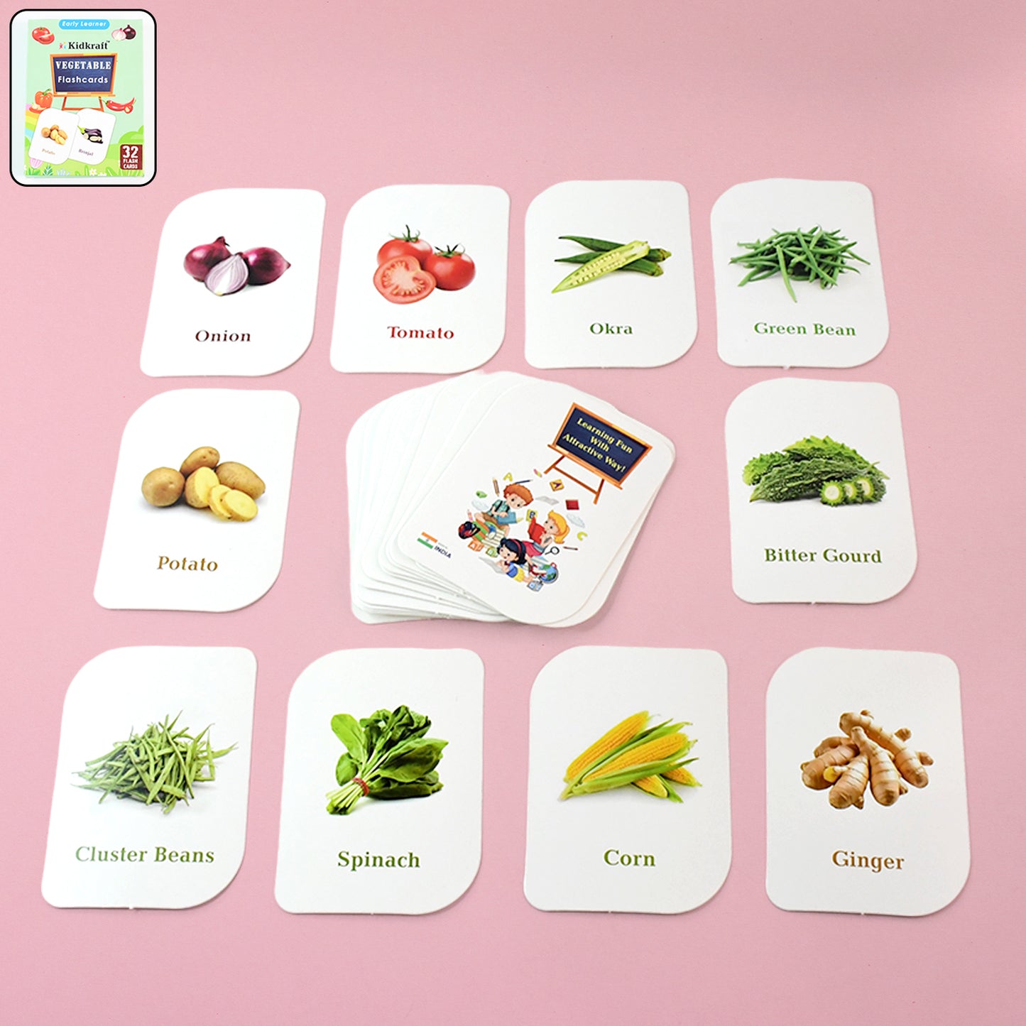 Kidkraft 32-piece Educational Vegetable Flash Cards Set - Happy Price - Image 6