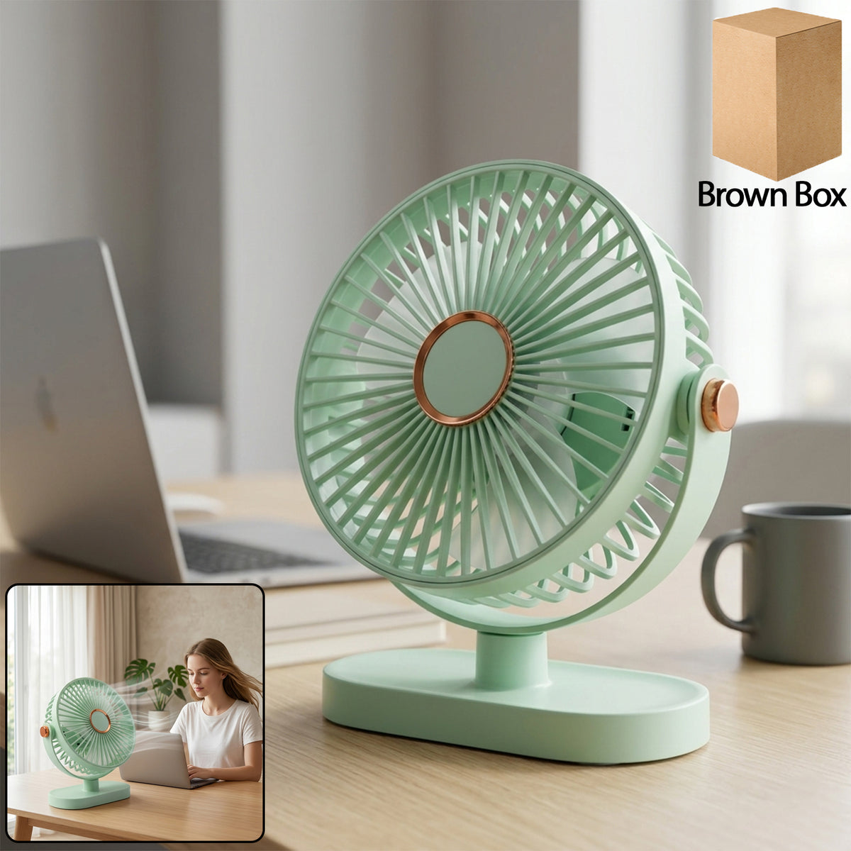 Compact Rechargeable USB Desk Fan - Portable Personal Cooling Fan (1 Pc) - Happy Price - Image 2
