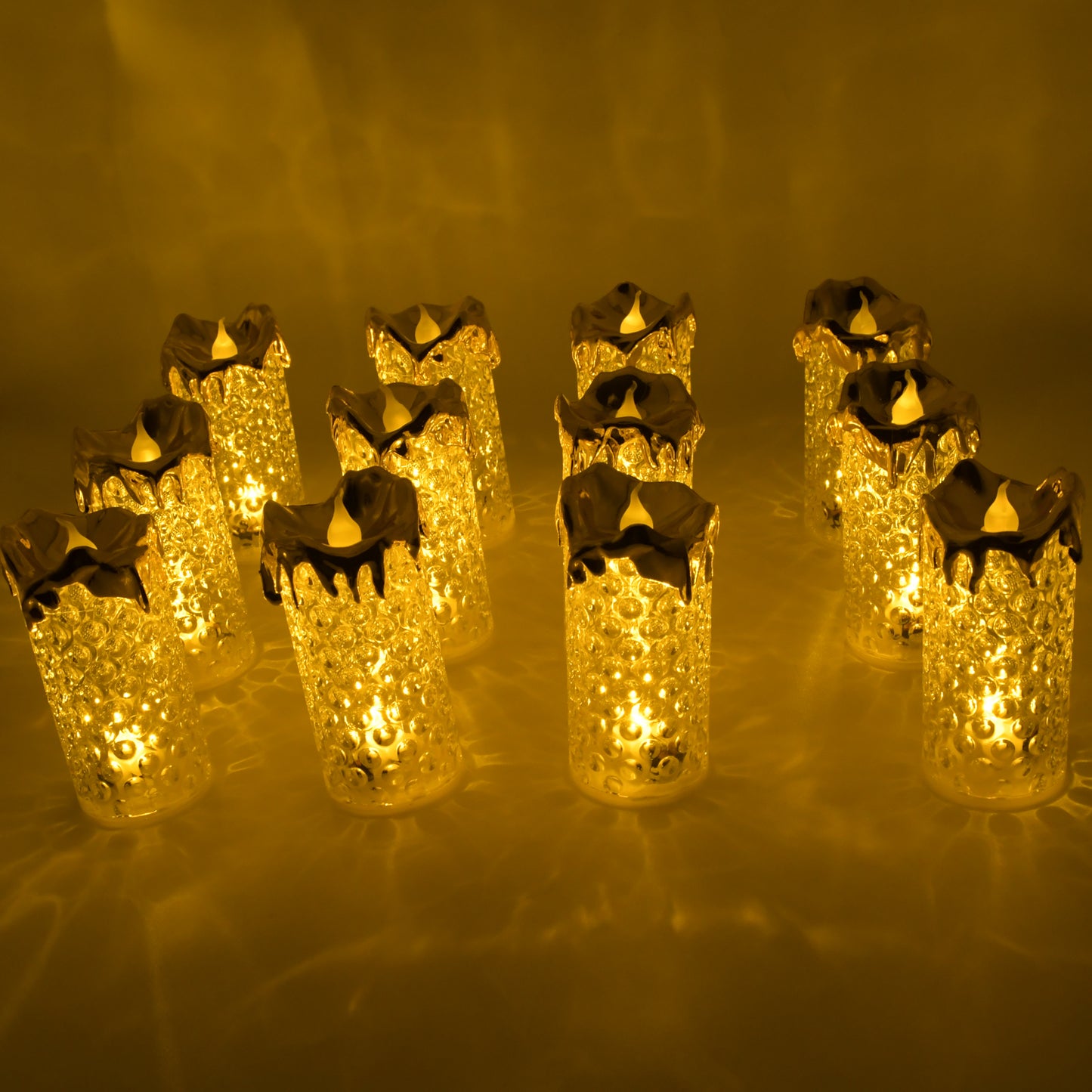 Gold Flameless Candles Led Light Flameless And Smokeless Decorative Candles Led Tea Light Candle Perfect For Gifting Home Diwaliwedding Christmas Crystal Candle Lights Table Decorations (12 Pc Moq) - Happy Price - Image 6
