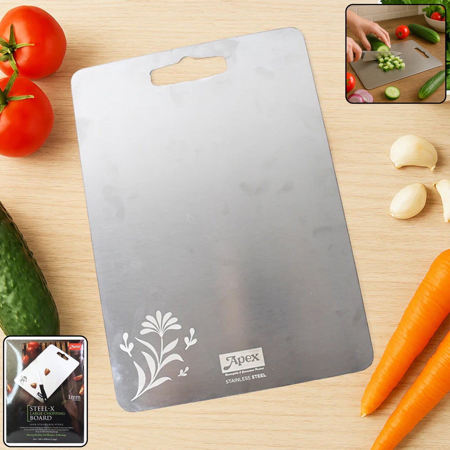 Apex Large Stainless Steel Chopping Board 260x360mm - 1 Pc - Happy Price - Image 7