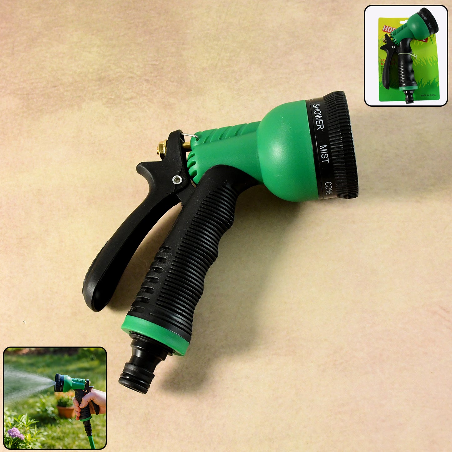 Adjustable Garden Hose Nozzle with Trigger Lock - 7 Pattern Watering Gun for Plants, Cars & Cleaning (1 Pc) - Happy Price - Image 2