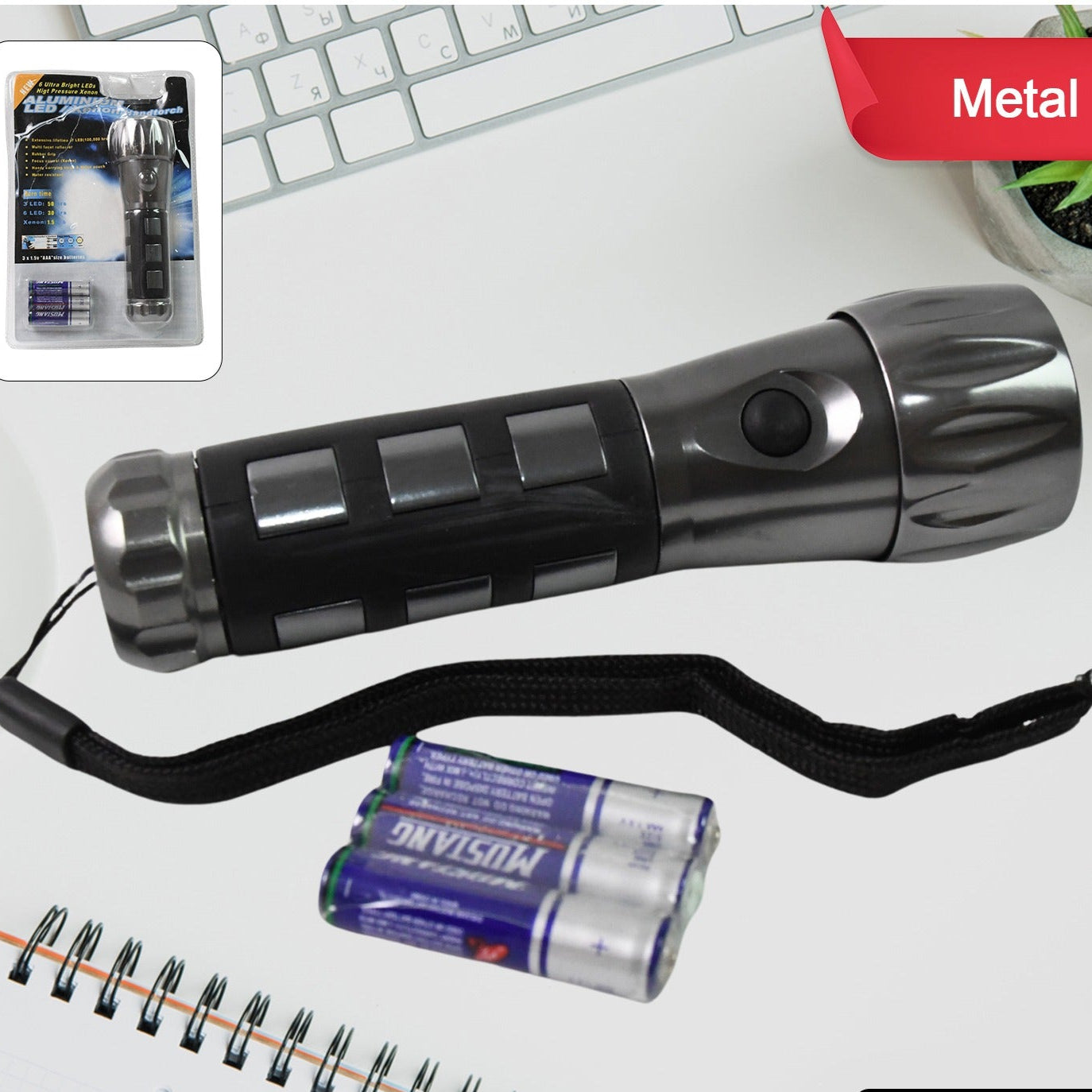Aluminium Ledxenon Rubber Grip Handtourch (31.5v Aaa Batteries Not Included) - Happy Price - Image 1