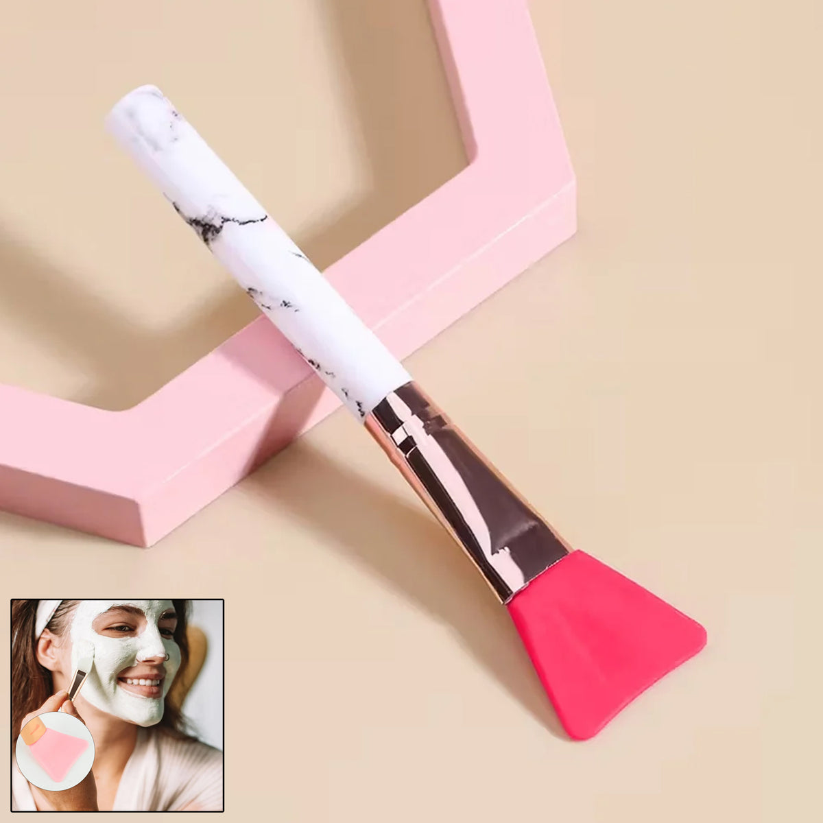 Silicone Face Mask Applicator Brush with Marble Handle (1 Pc) - Happy Price - Image 2