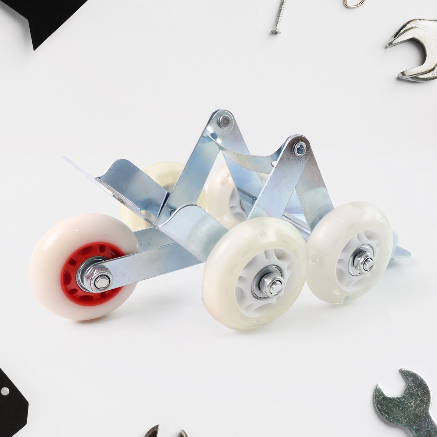 Motorcycle Front Wheel Roller Stand - Heavy Duty Metal with 4 Nylon Wheels (1 Pc) - Happy Price - Image 3