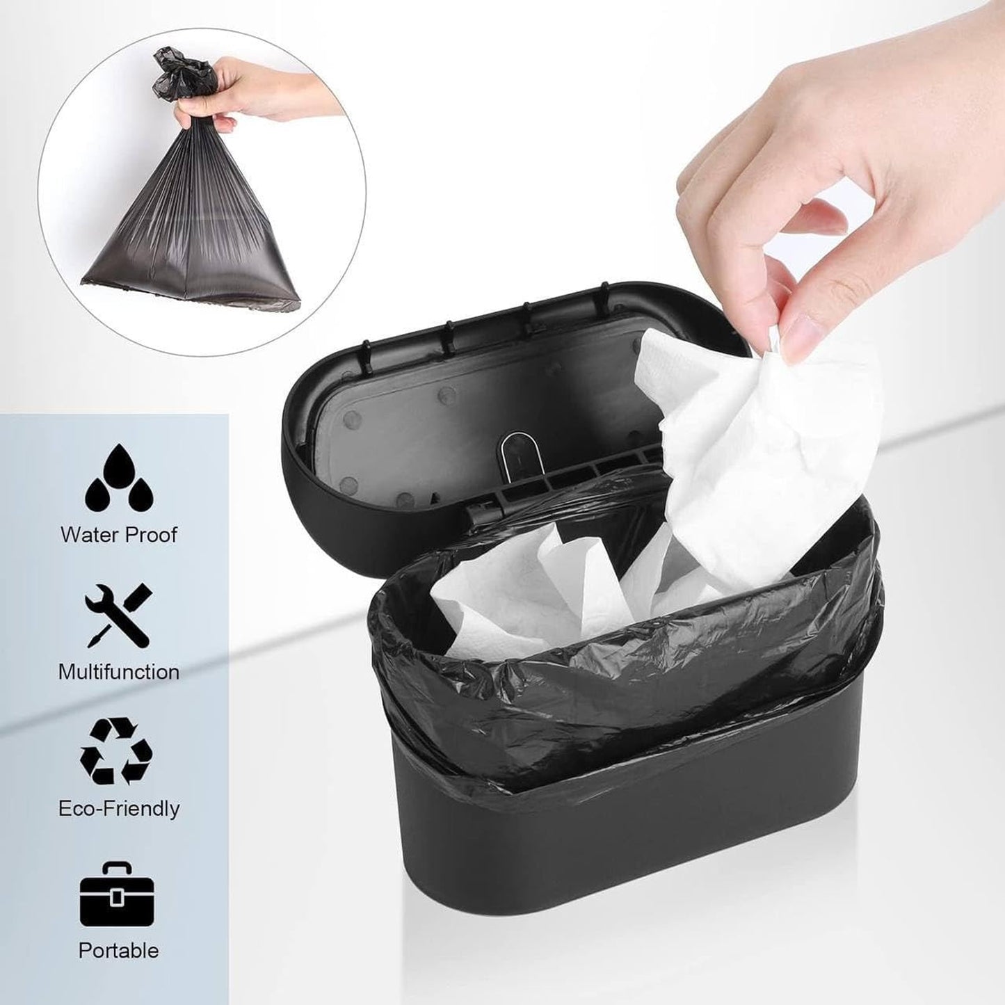 Compact Car Dustbin with Lid - Waterproof & Leak-Proof Vehicle Organizer (1 Pc) - Happy Price - Image 4