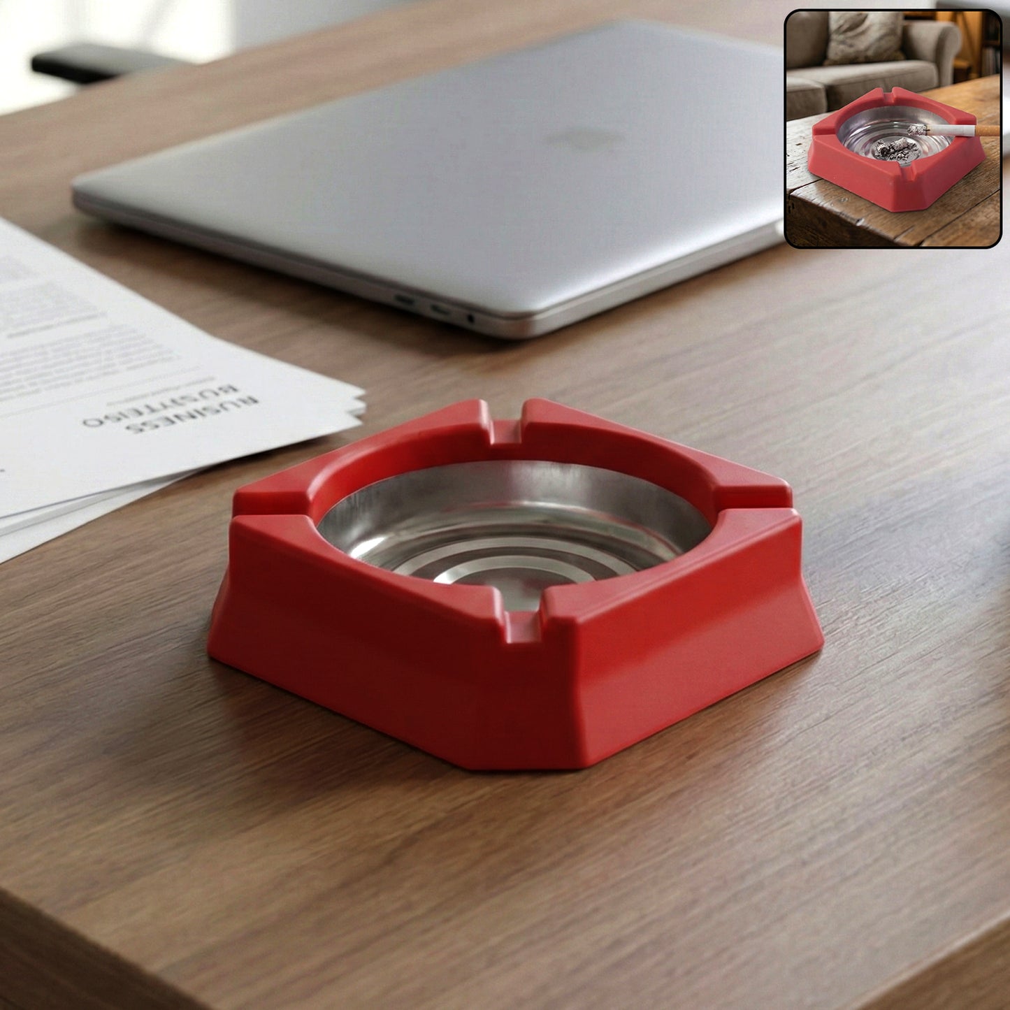 Heat-Resistant Ashtray with Stainless Steel Inner Bowl - 1 Pc - Happy Price - Image 7