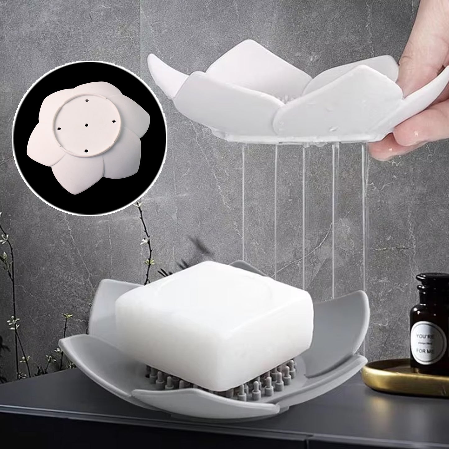 Elegant Lotus-shaped Self-draining Soap Dish Holder (1 Pc) - Happy Price - Image 3
