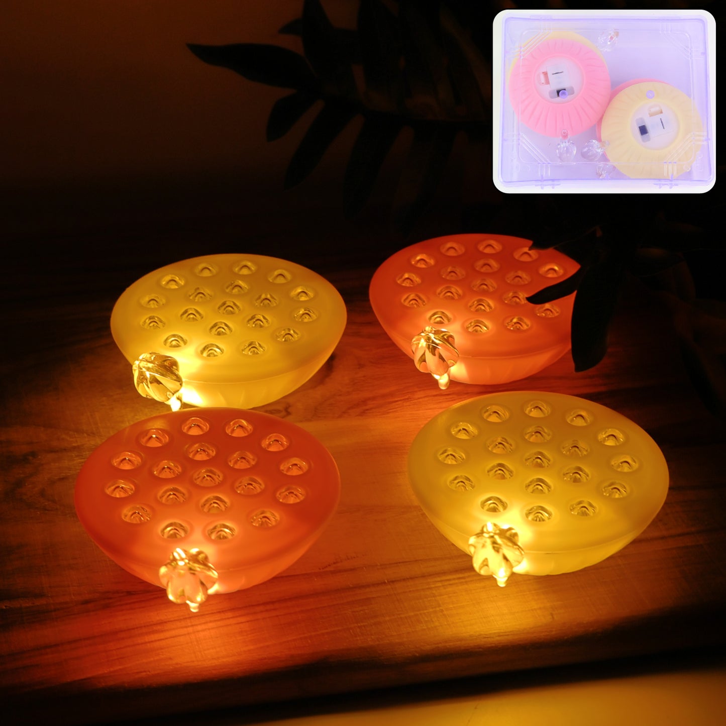 Set of 4 Lotus Canopy LED Decorative Lamps - Multicolor Floating Lights - Happy Price - Image 6
