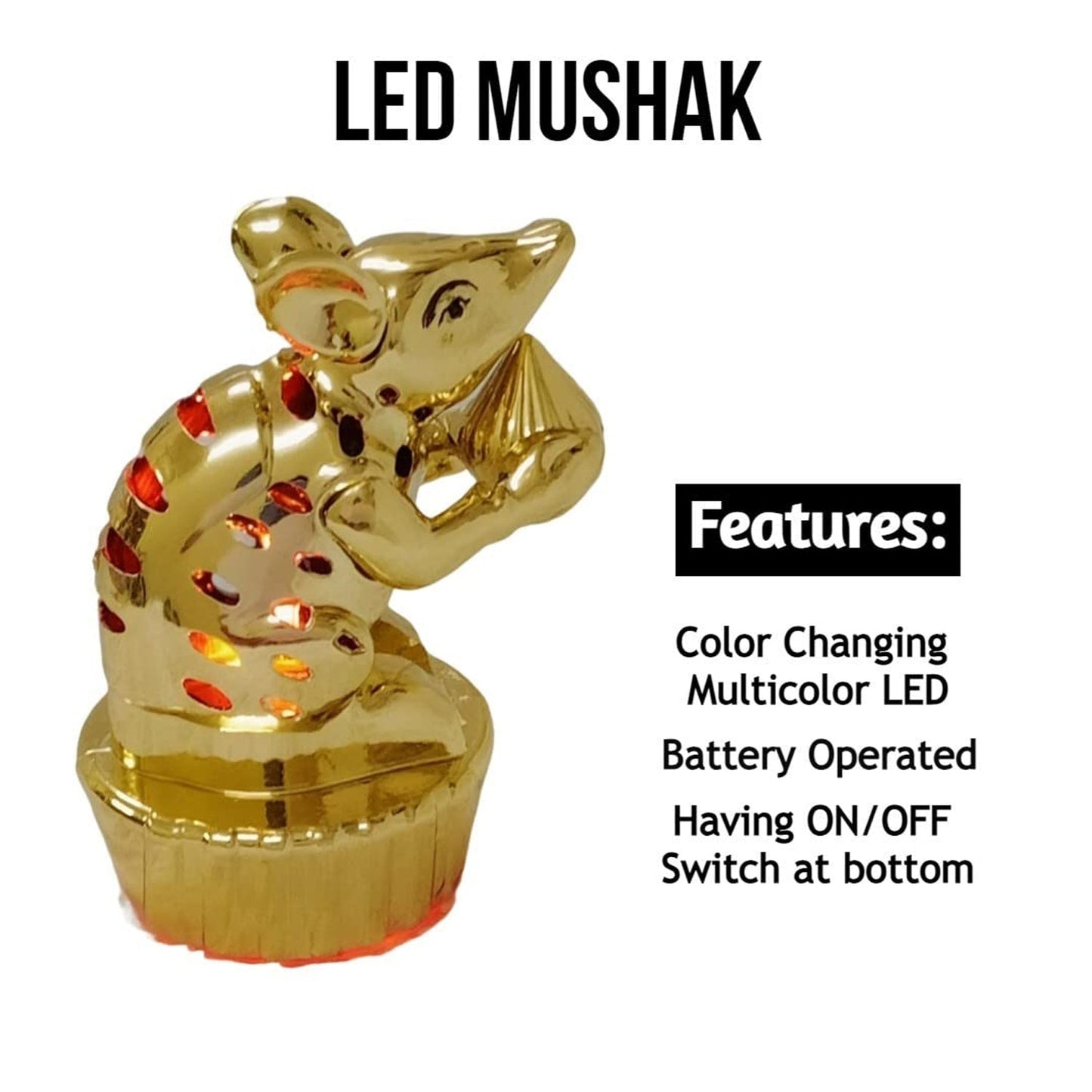 Multicolour Led Mushak Led Mooshak For Ganpati Decorations (1 Pc) - Happy Price - Image 3