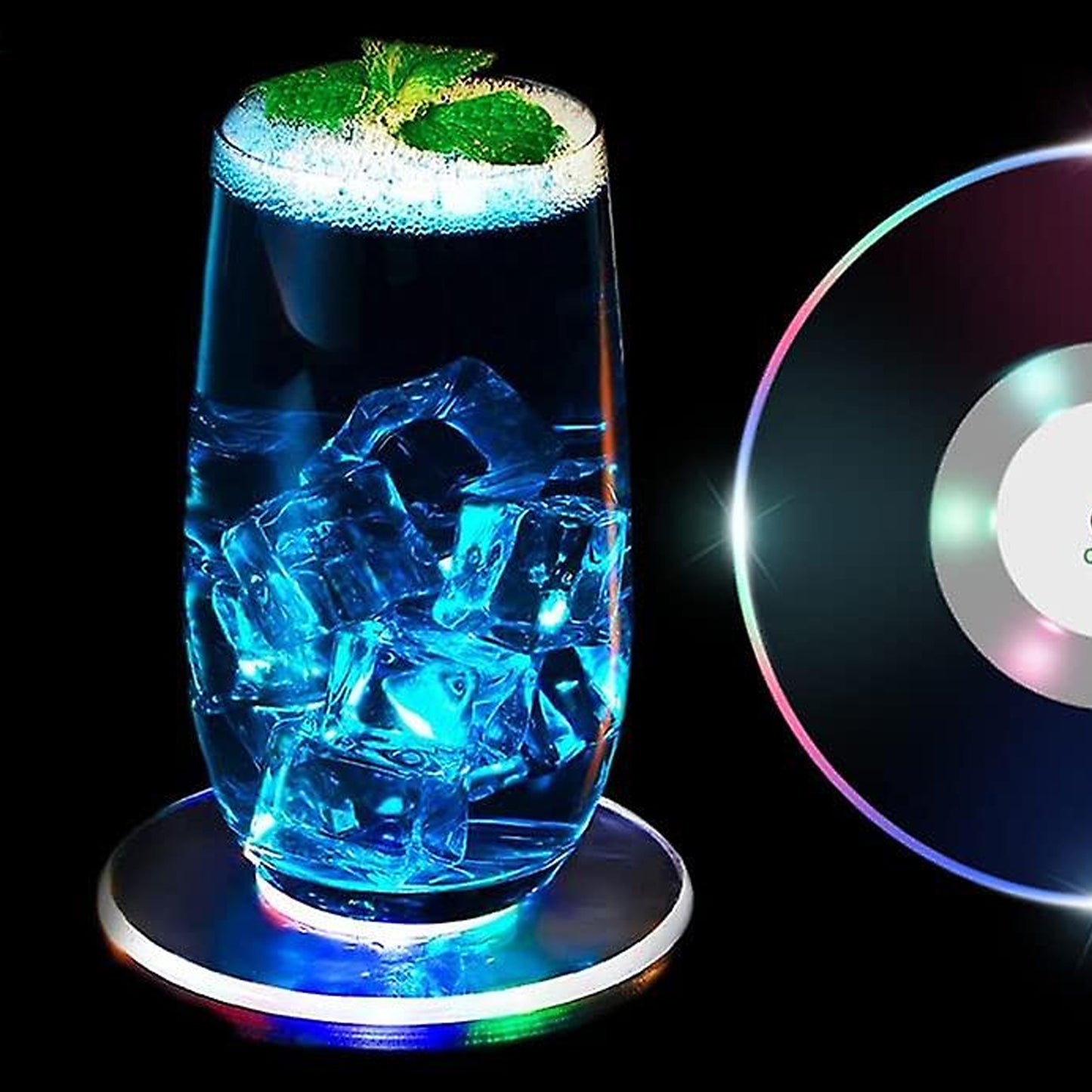 Colorful Led Cocktail Coaster Round Ultra-thin Led Drink Coaster (1 Pc) - Happy Price - Image 3