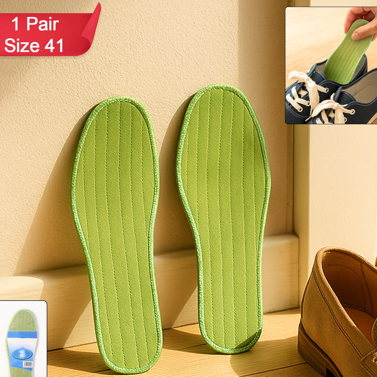 Comfort Shoe Insoles for Size 41 Foot Support (1 Pair, Mix Design) - Happy Price - Image 1