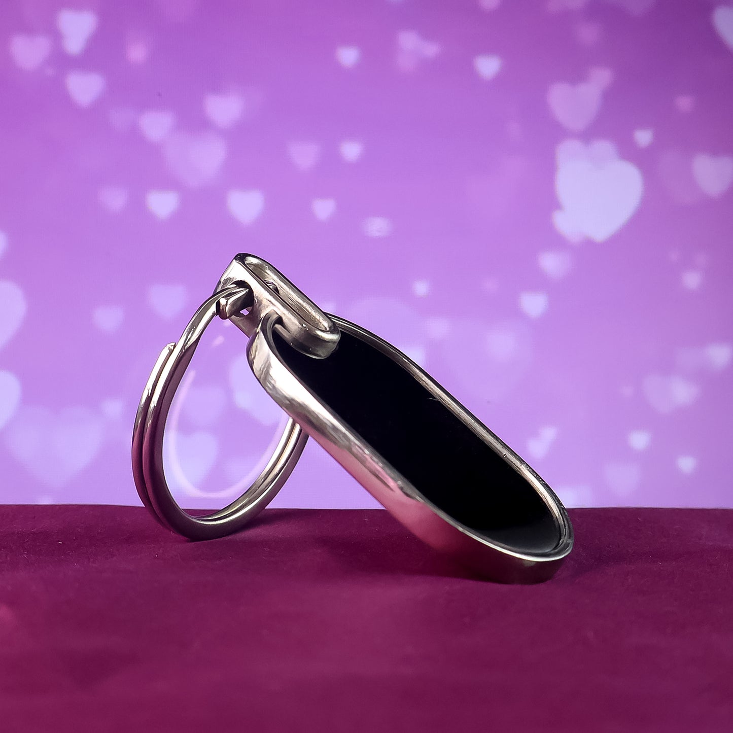 Elegant Black Silver Oval Metal Keychain (1 Pc) - Happy Price - Image 7