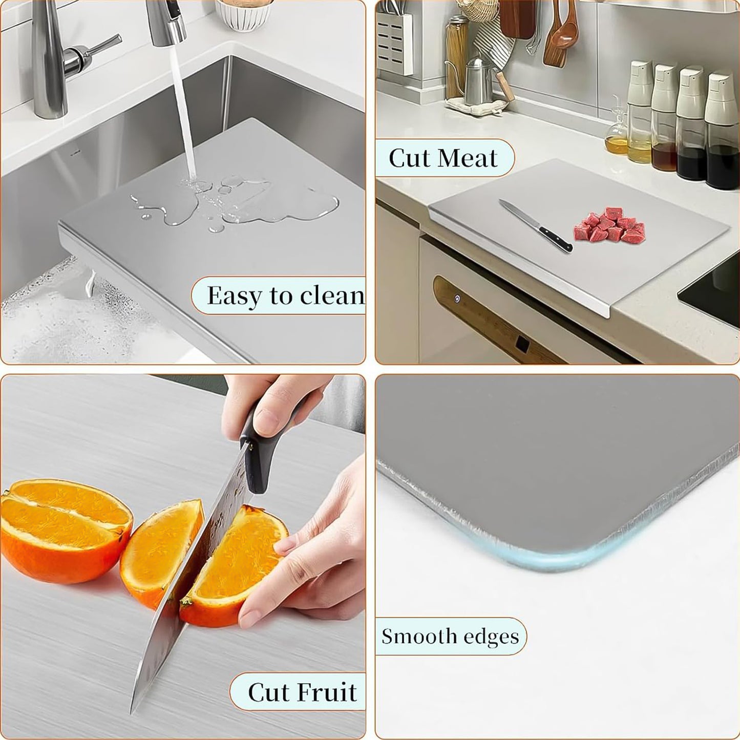 Premium Stainless Steel Anti-bacterial Chopping Board For Kitchen (1 Pc) - Happy Price - Image 6