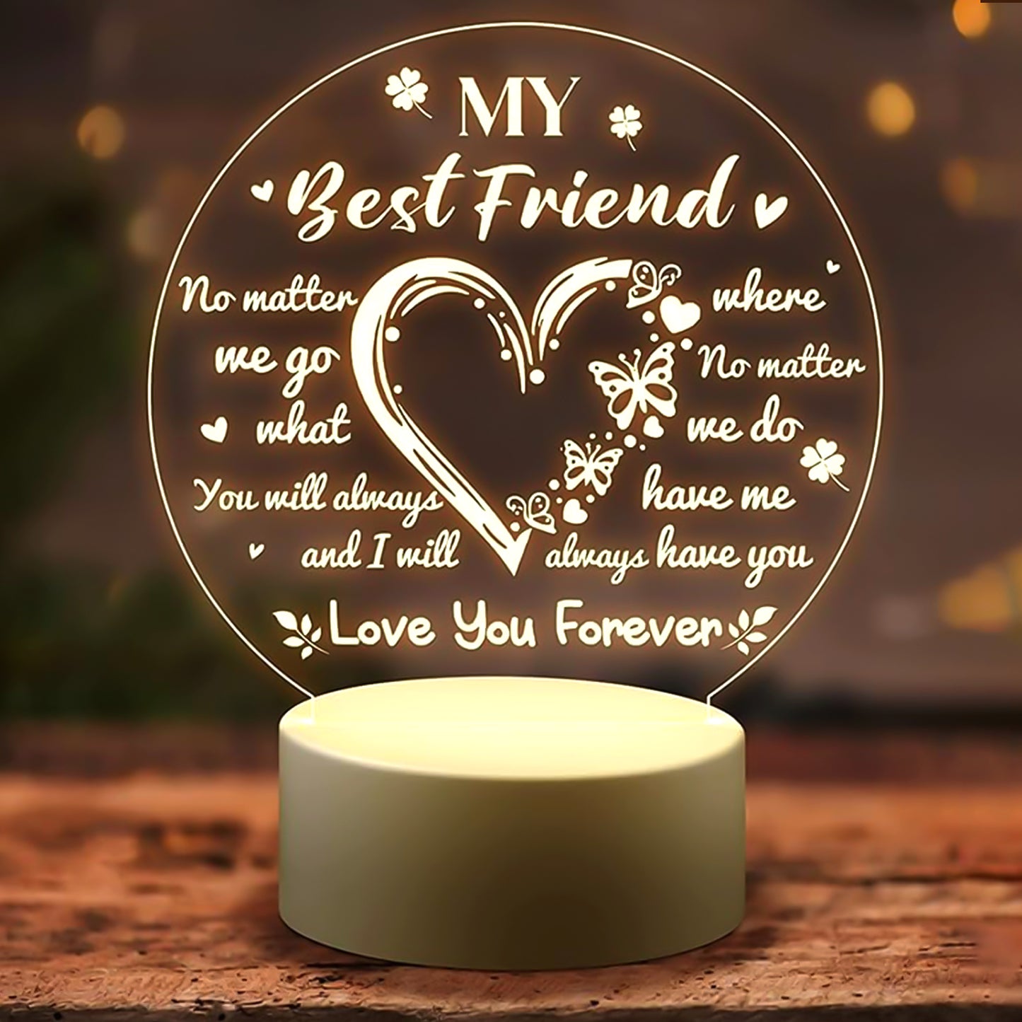 3D Illusion LED Night Lamp - Heart & Best Friend Design - Happy Price - Image 6