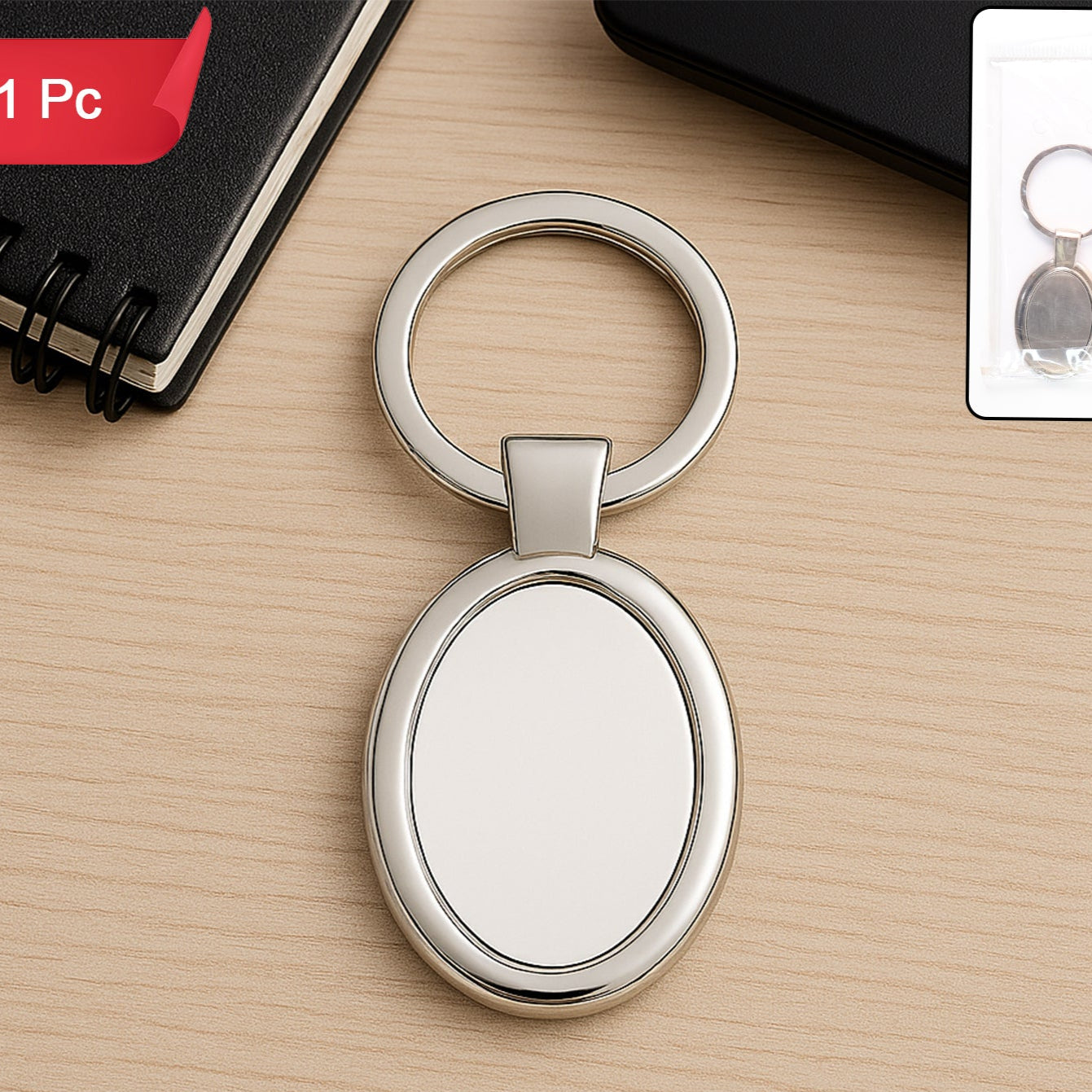 Elegant Oval Shape Metal Keychain For Personal Use - Happy Price - Image 1