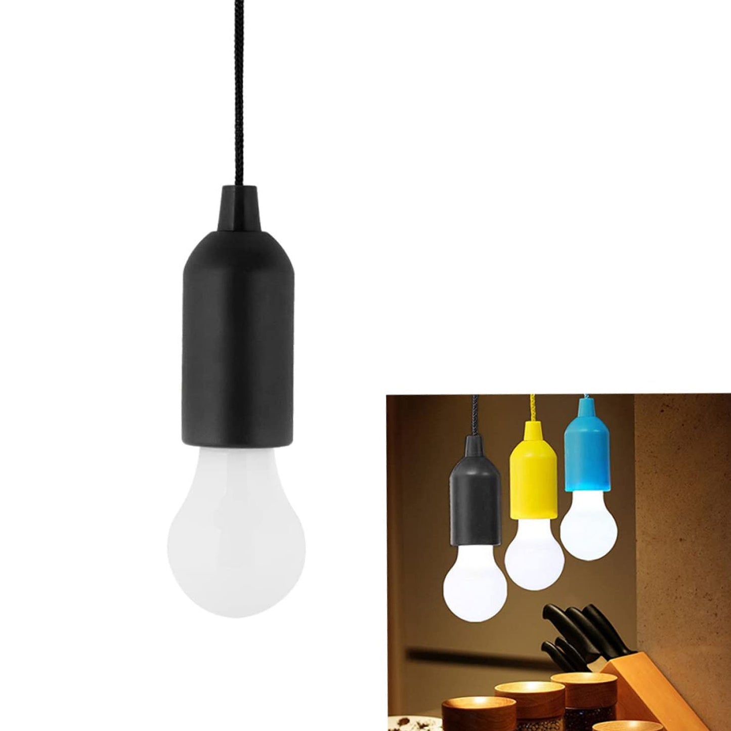 1pcs Led Bulbs Pull Cord Light Led Pull Cord Light Hanging Led Bulb Pull Wire Drawstring Light Bulb Black Led Pendant Lights - Happy Price - Image 5