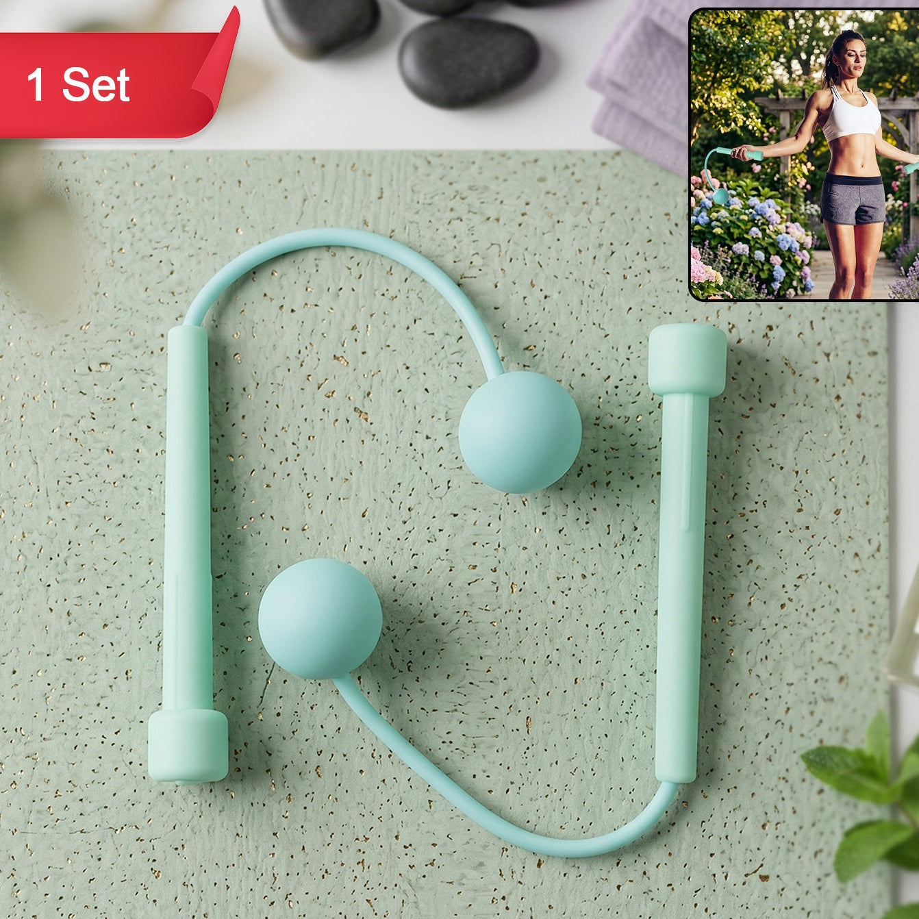 Cordless Fitness Jump Ball Set for Indoor Cardio Workout - Happy Price - Image 1