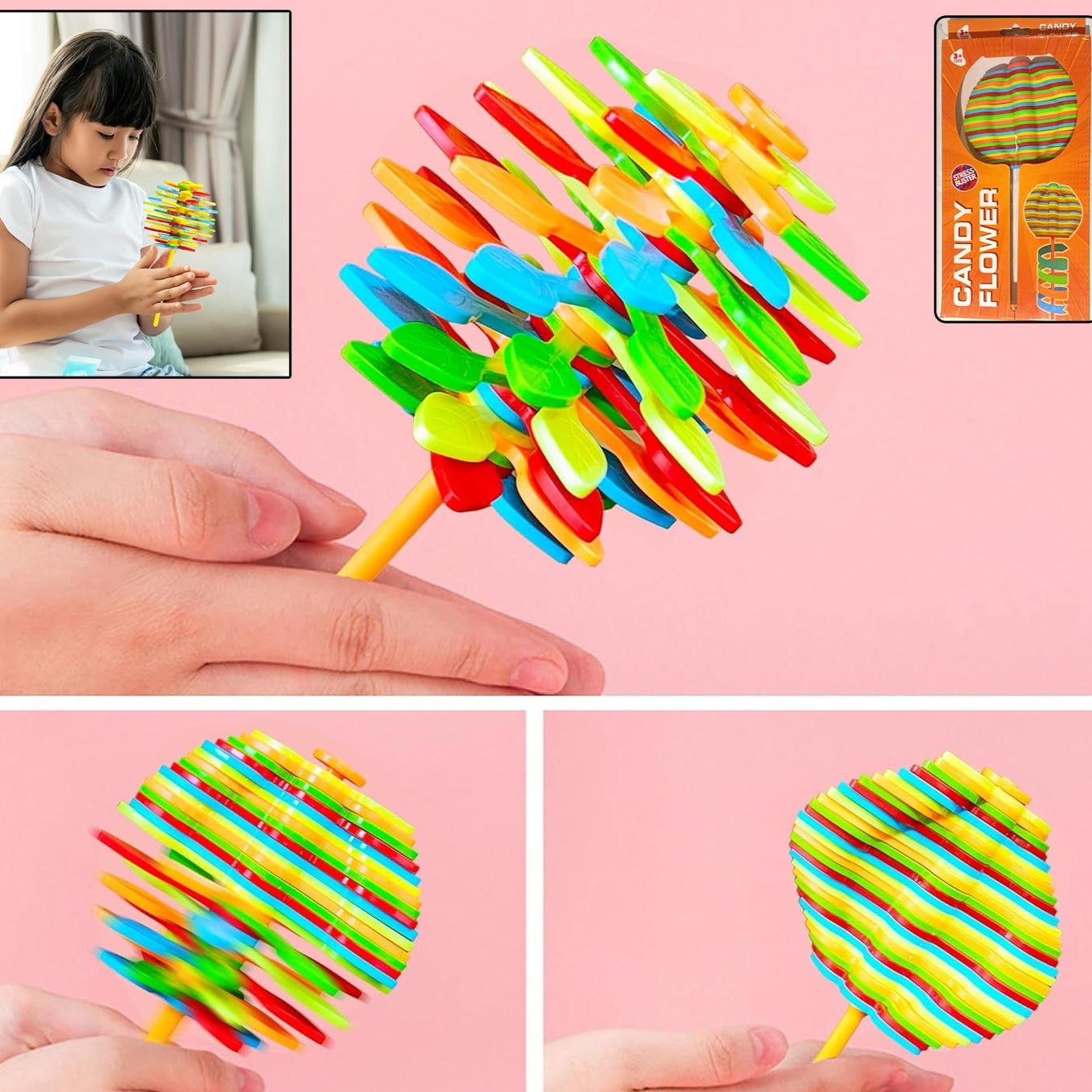 Spin Flower Candy Rotating Spinning Toy (1 Pc) - Happy Price - Image 1