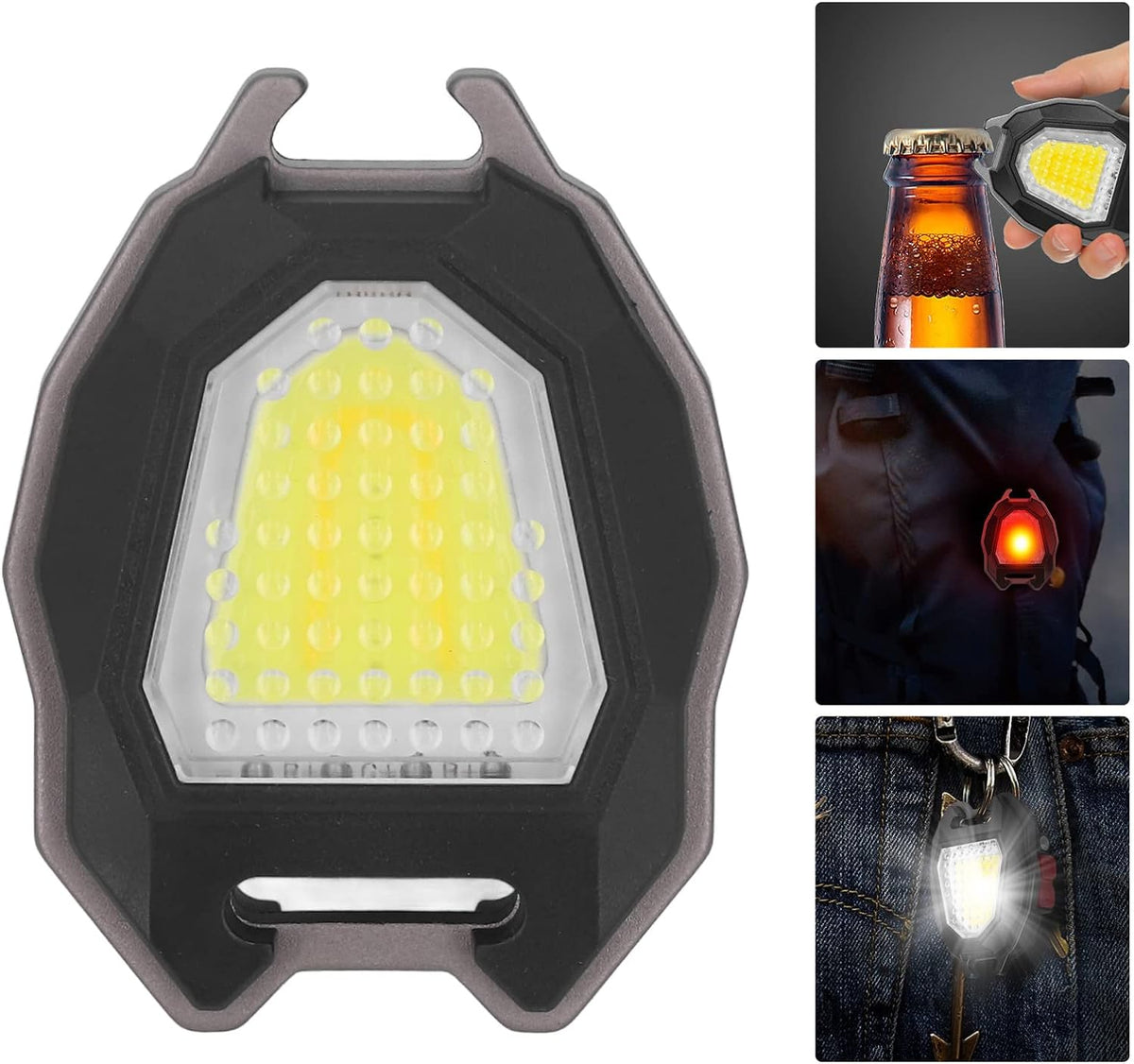 Portable Triangular Shaped Emergency Camping Flashlight With Cigarette Lighter Lumens Rechargeable Waterproof Portable Led Light Camping Keychain 6lighting Modes With Strong Magnet 3 Color Lighting For Travel Camping Walking - Happy Price - Image 3
