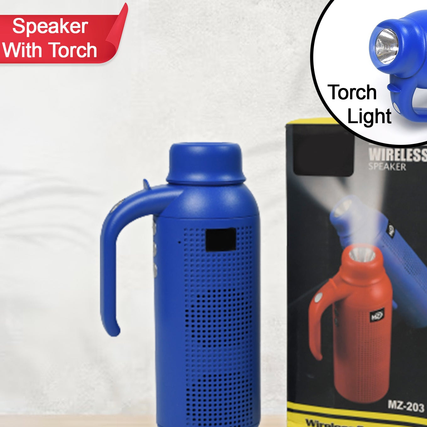 Smart Bluetooth Speaker With Torch Light Wireless Bluetooth Speaker Night Flash Light Speaker - Happy Price - Image 1