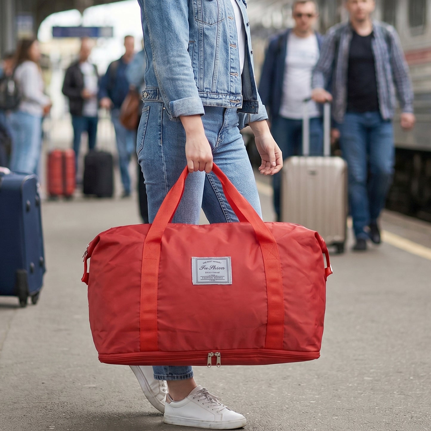 Spacious Red Travel Tote Bag - 40x54 Cm - 1 Pc - Great Price - Image 6